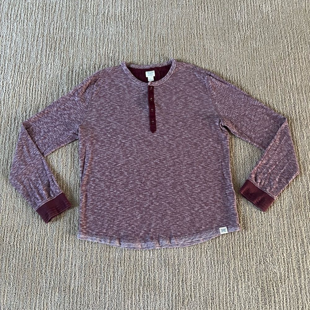 Lucky Brand Mens Red Henley Long Sleeve Shirt